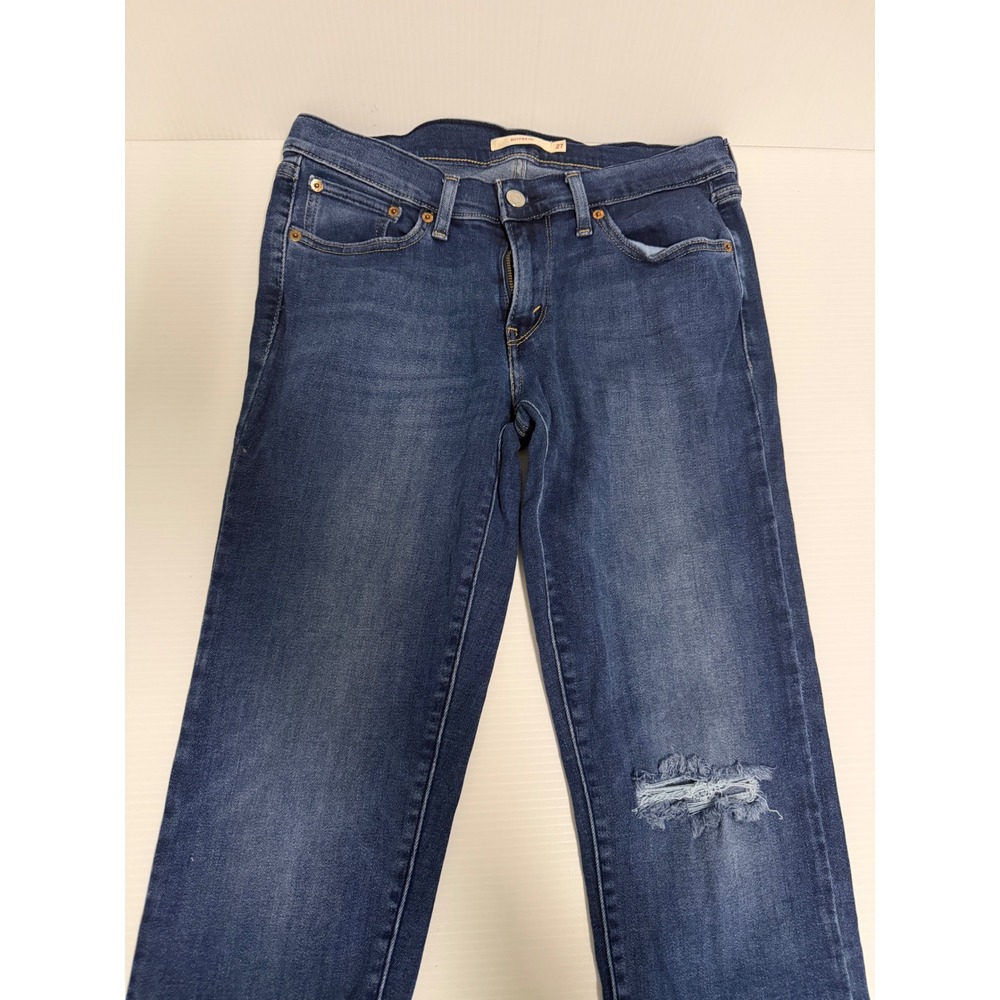 Levis Boyfriend Jeans Womens 27 Medium Wash Distressed Denim Blue Pants